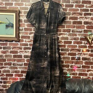 Vintage Bendigo Impressions Velvet Dress - Black & Gold